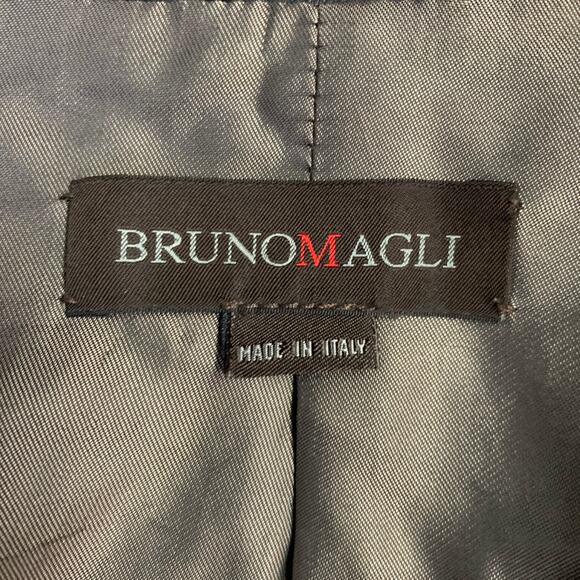 BRUNO MAGLI Size 42 Black Leather Zip Up Jacket - Picture 7 of 10